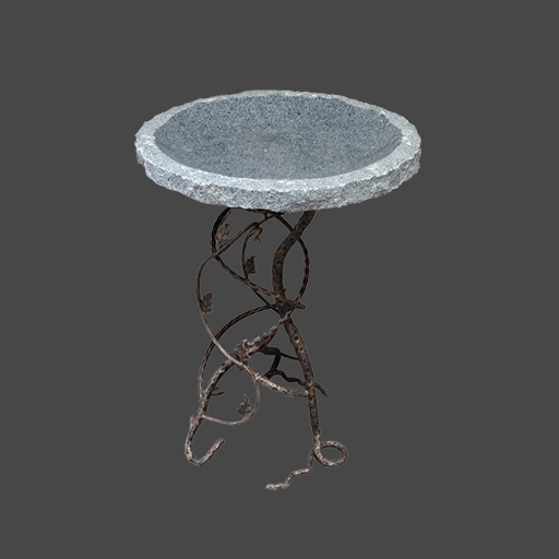 Granite Bird Bath With Iron Base